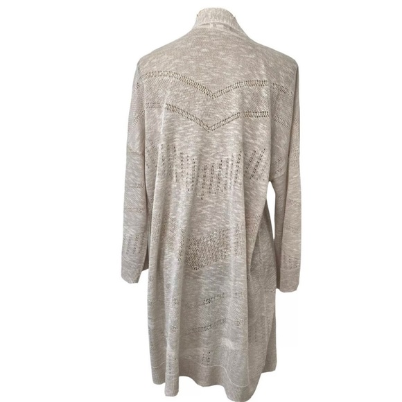 EST. 1946 Crochet Cardigan Sweater Beige Womens Size L Breathable Open Front. - Picture 3 of 15